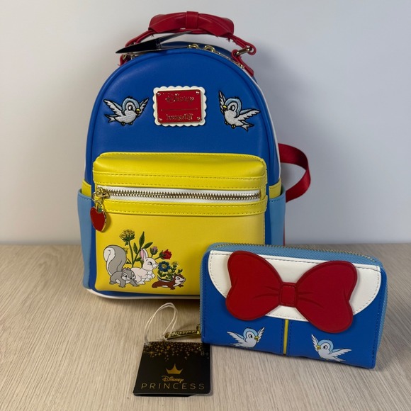 Loungefly Handbags - Disney Loungefly Snow White Cosplay Mini Backpack and Wallet Set NWT